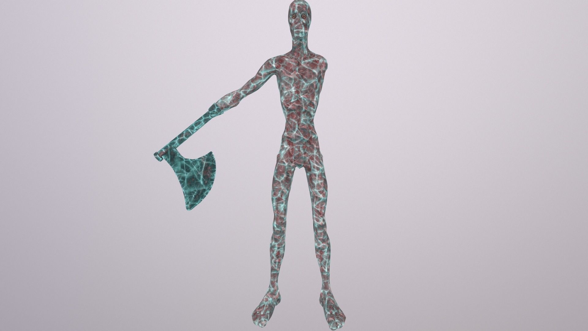 Thin Zombie With Axe Low-poly 3D model_83