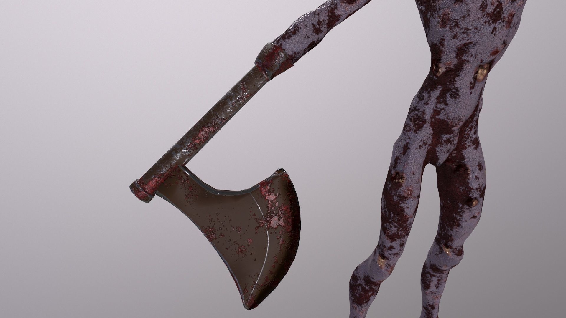 Thin Zombie With Axe Low-poly 3D model_56