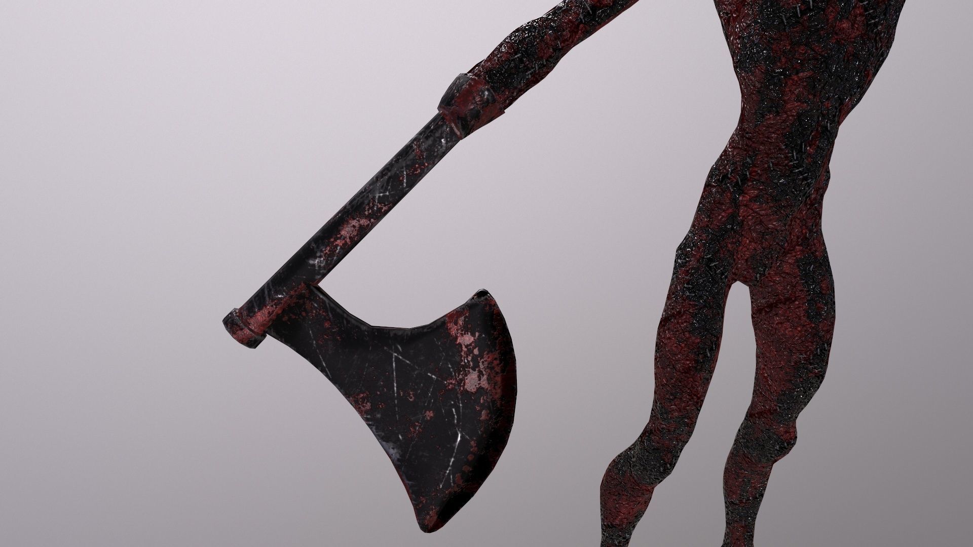 Thin Zombie With Axe Low-poly 3D model_50