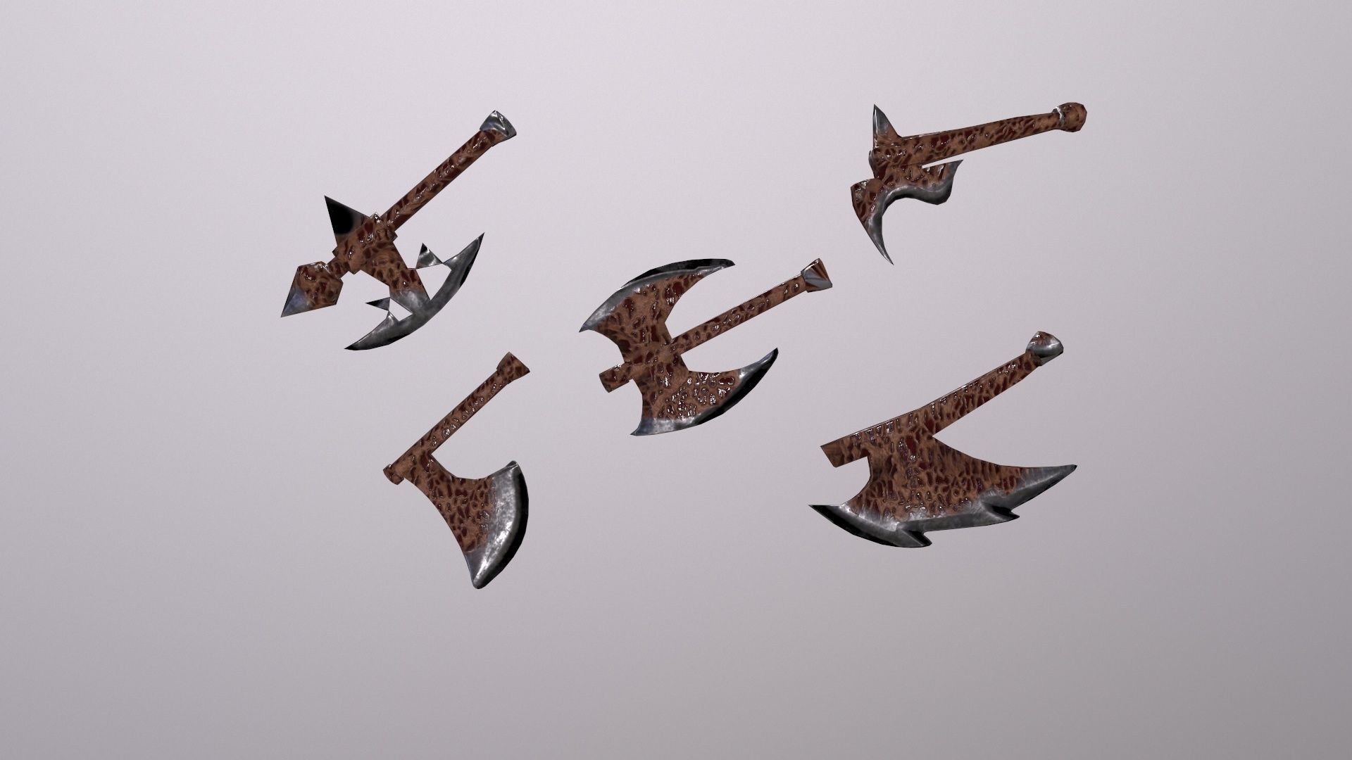 Thin Zombie With Axe Low-poly 3D model_102