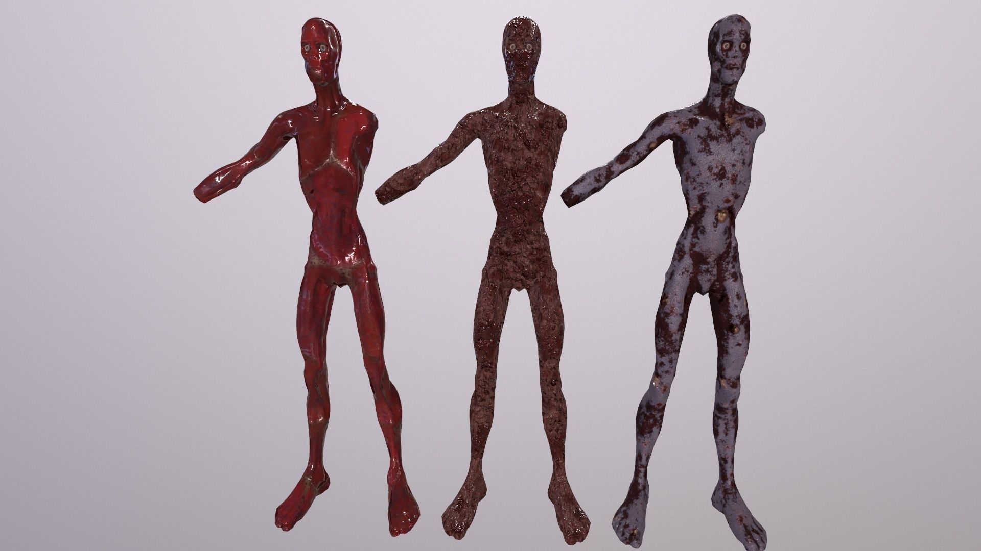 Thin Zombie With Axe Low-poly 3D model_110