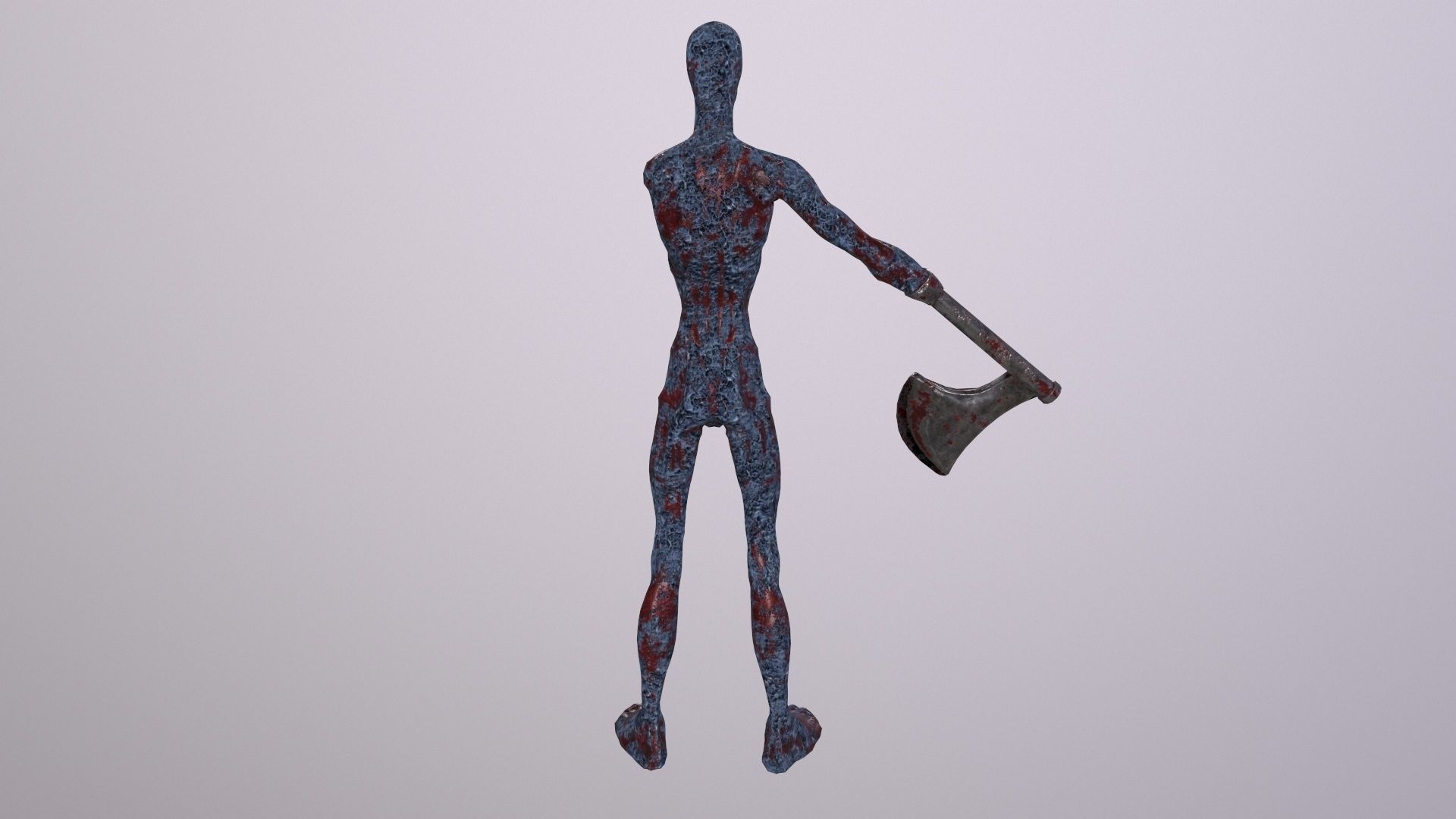 Thin Zombie With Axe Low-poly 3D model_25