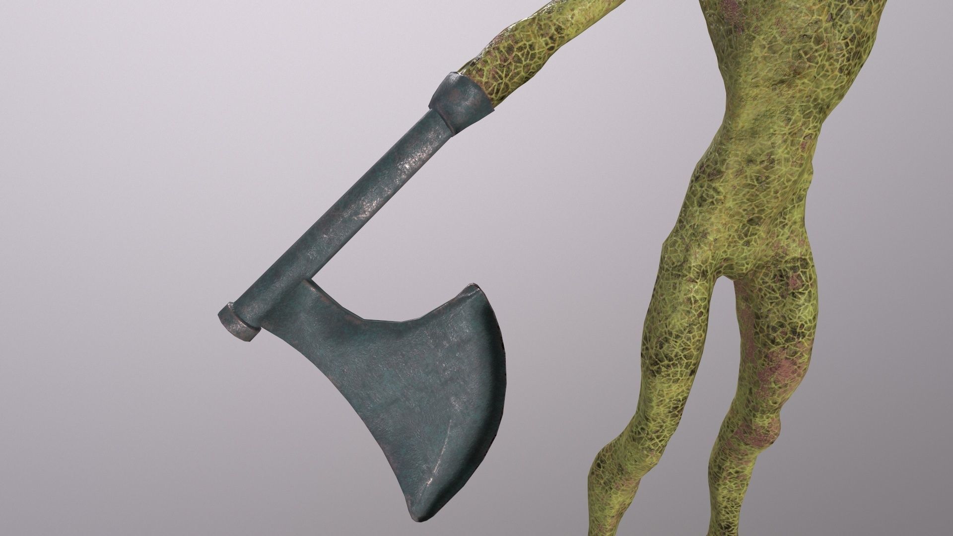 Thin Zombie With Axe Low-poly 3D model_57