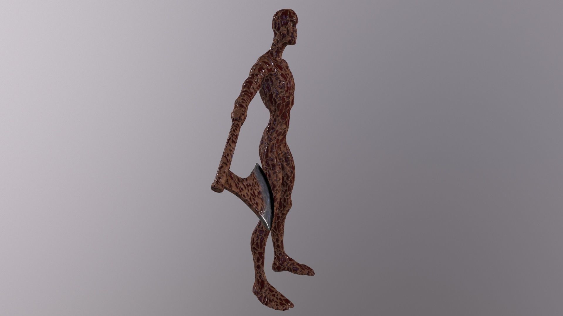Thin Zombie With Axe Low-poly 3D model_18