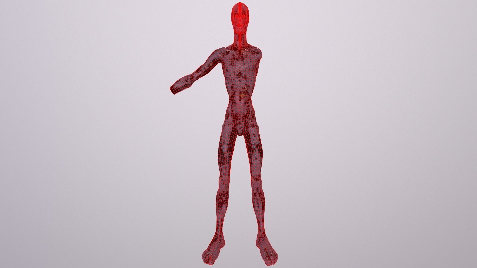 Thin Zombie With Axe Low-poly 3D model_5
