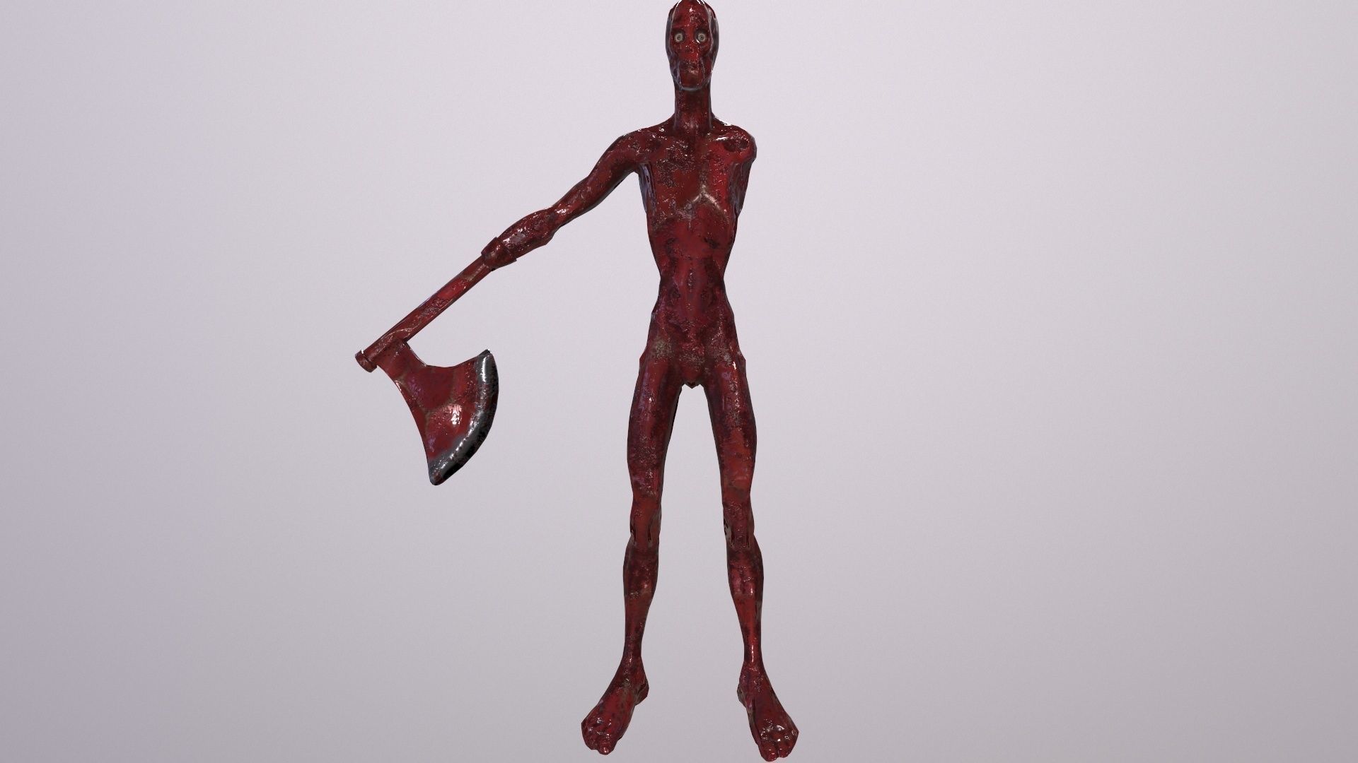 Thin Zombie With Axe Low-poly 3D model_89
