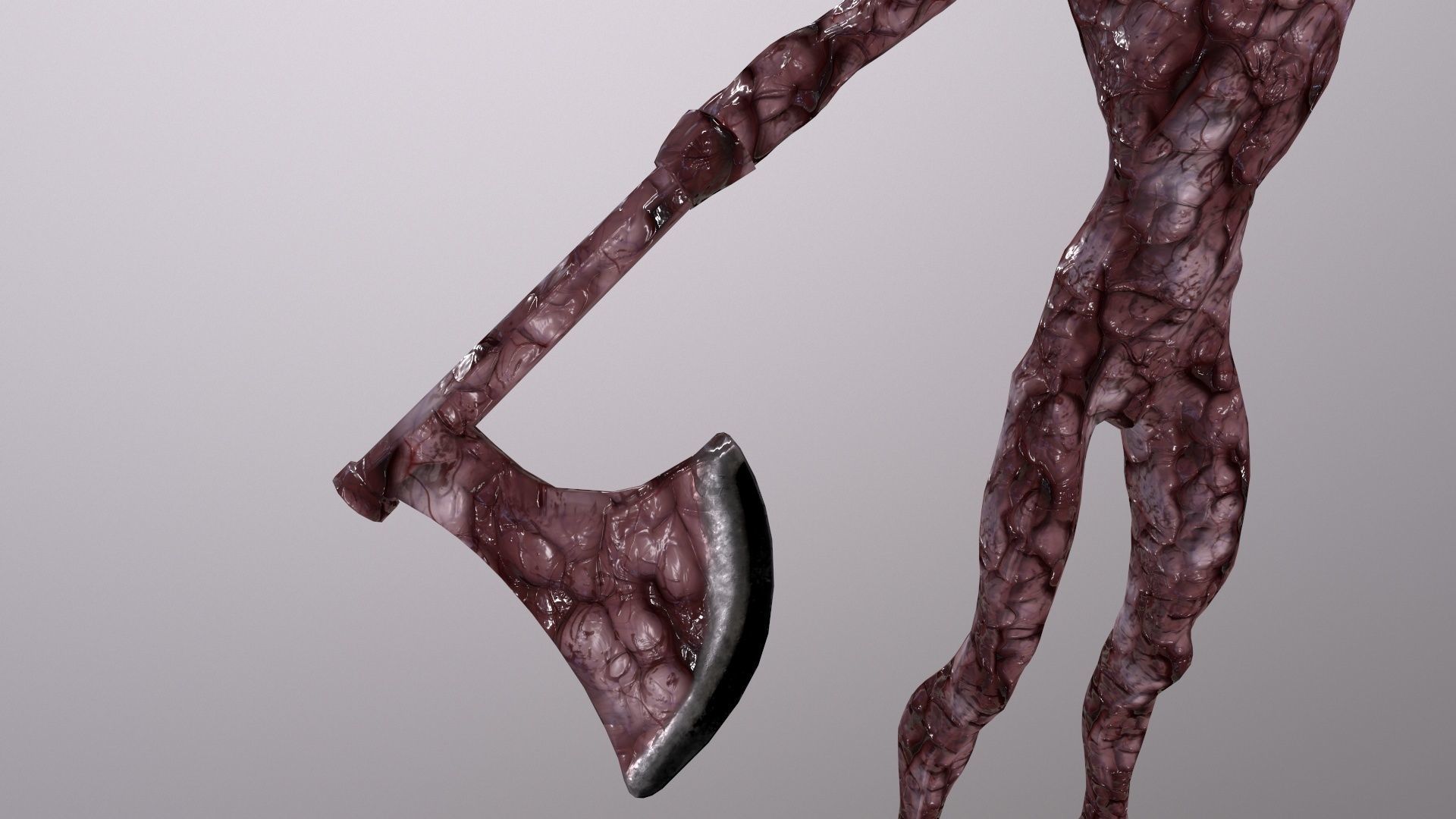Thin Zombie With Axe Low-poly 3D model_58