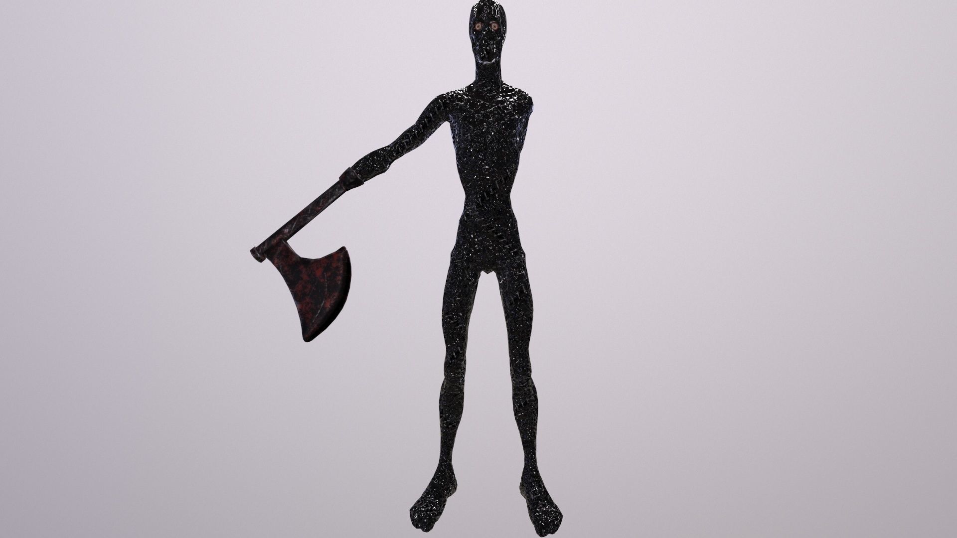 Thin Zombie With Axe Low-poly 3D model_82