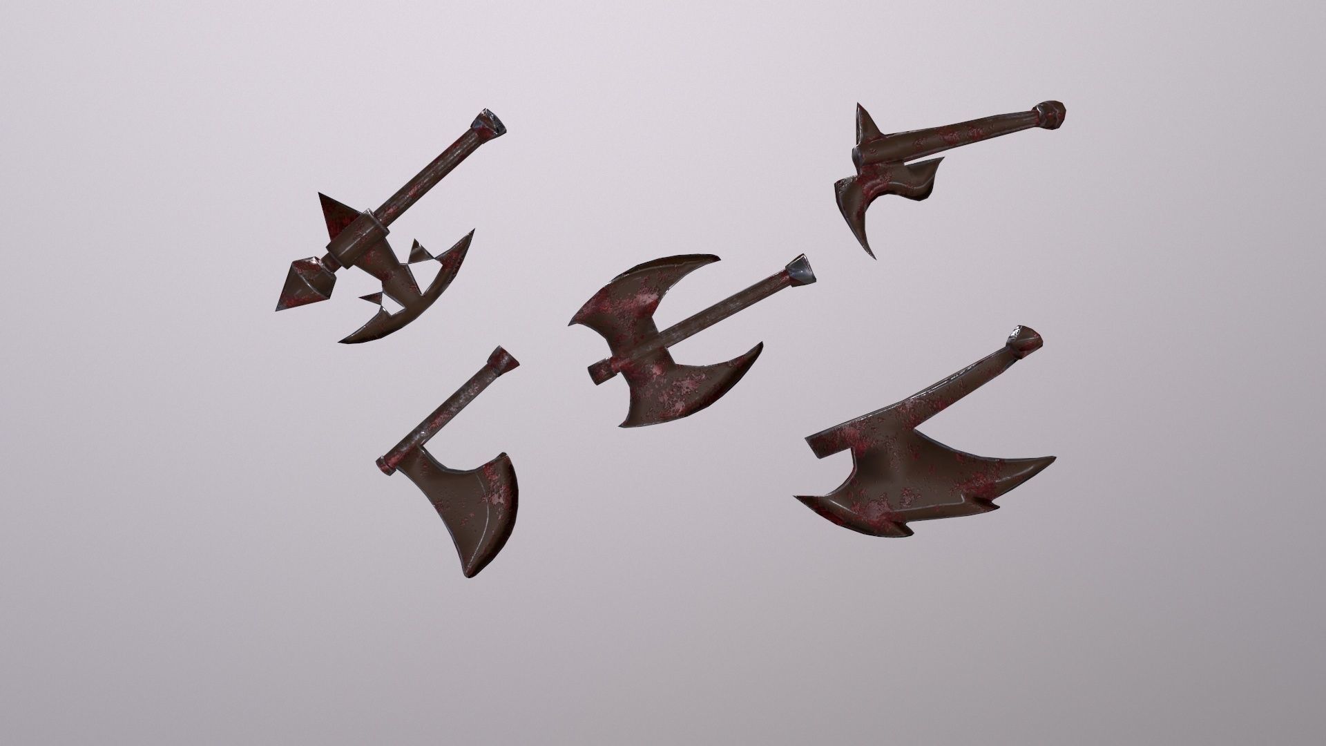 Thin Zombie With Axe Low-poly 3D model_98