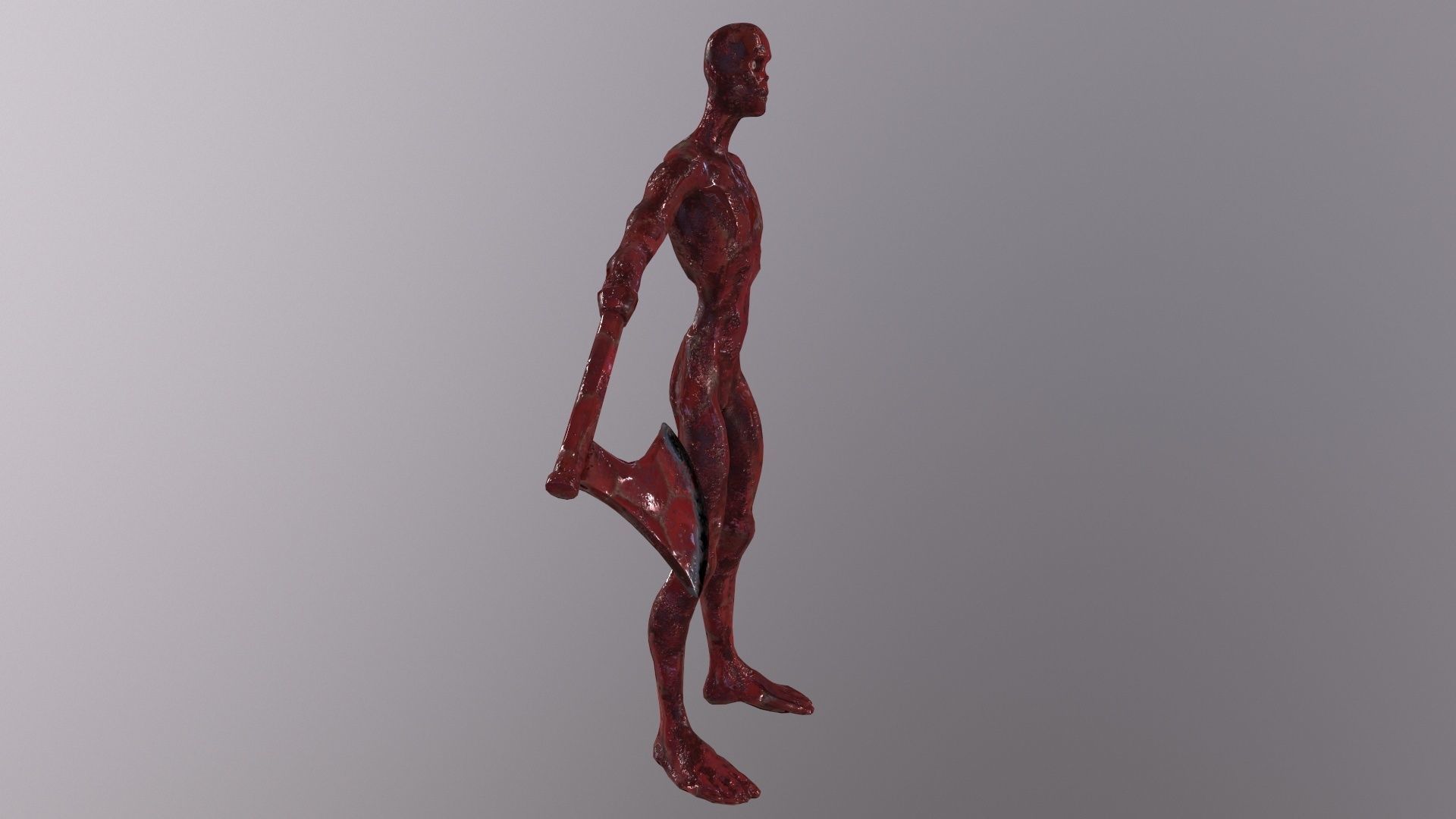 Thin Zombie With Axe Low-poly 3D model_19