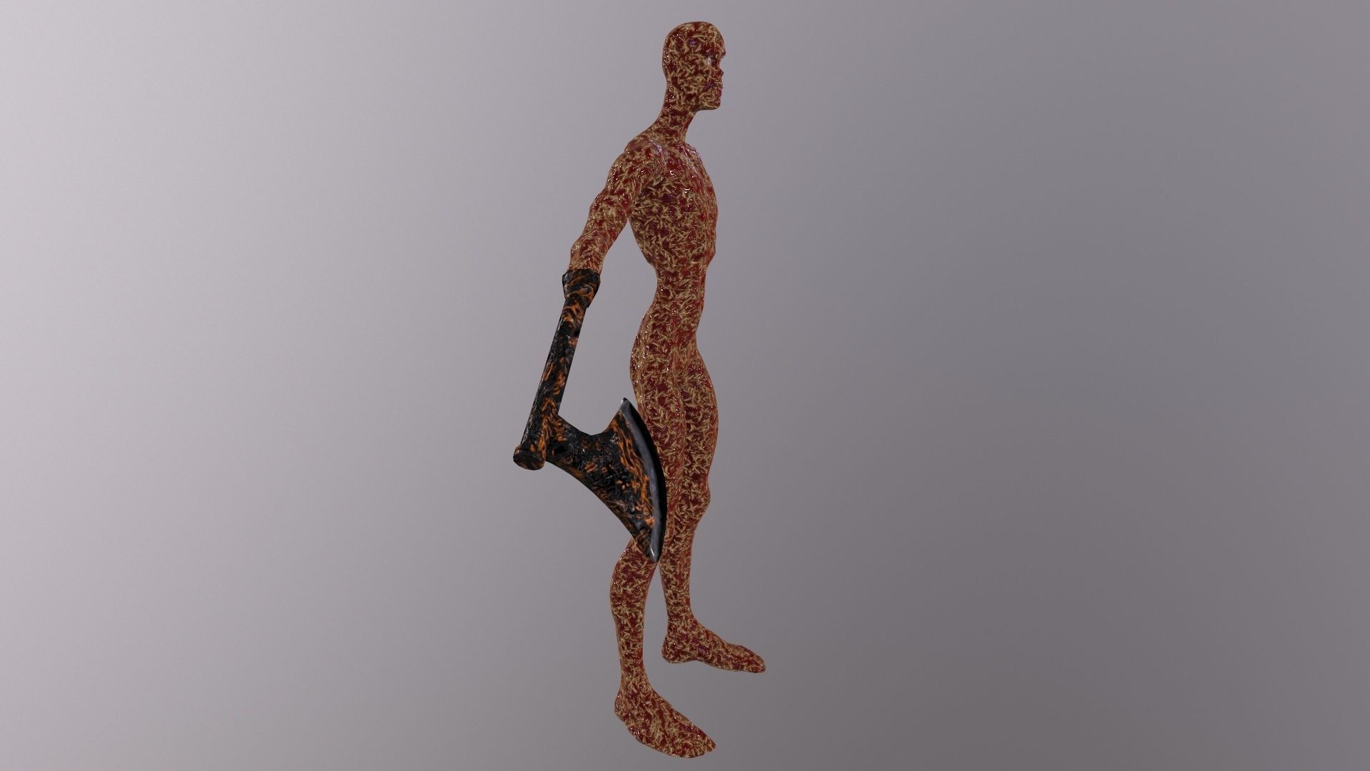 Thin Zombie With Axe Low-poly 3D model_17