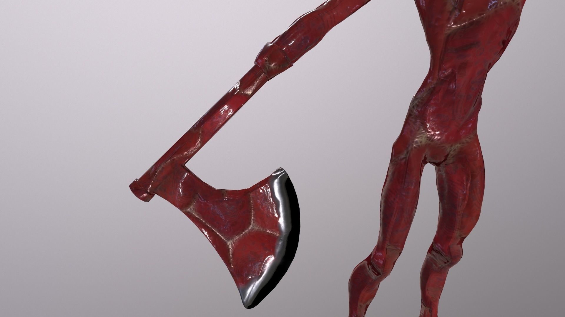 Thin Zombie With Axe Low-poly 3D model_62