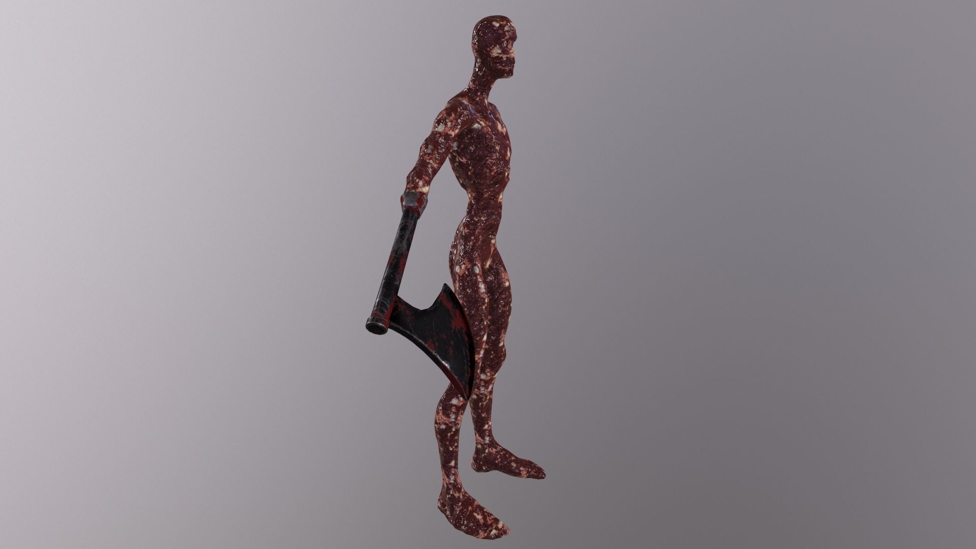 Thin Zombie With Axe Low-poly 3D model_9