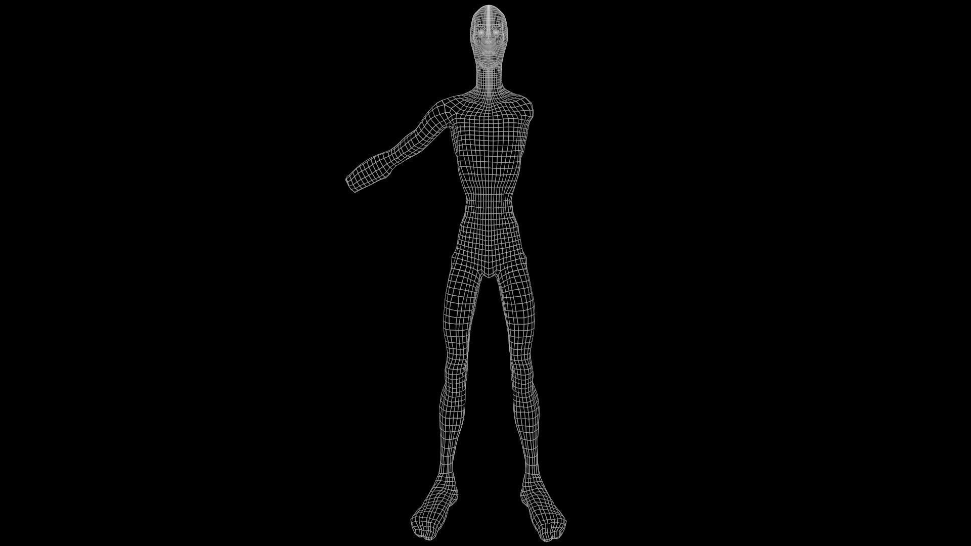 Thin Zombie With Axe Low-poly 3D model_6