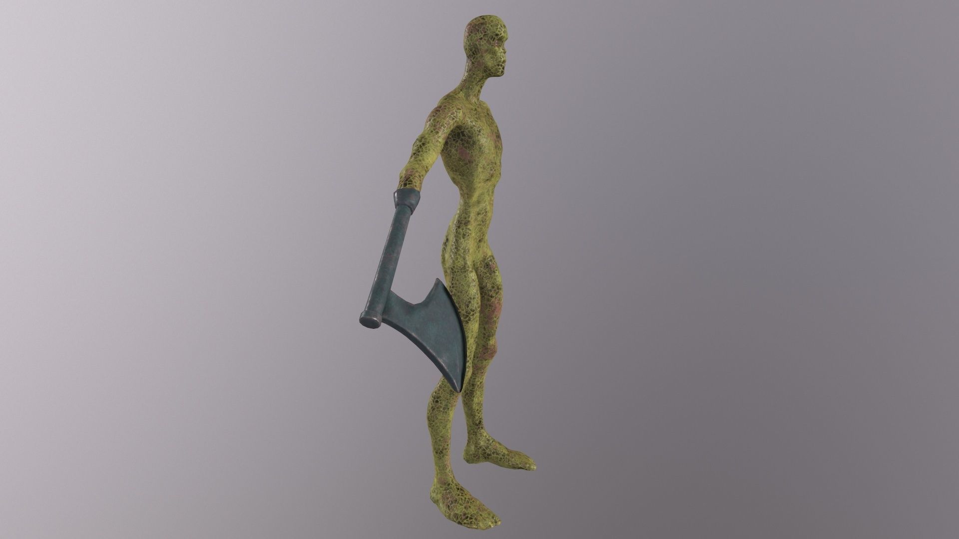 Thin Zombie With Axe Low-poly 3D model_15