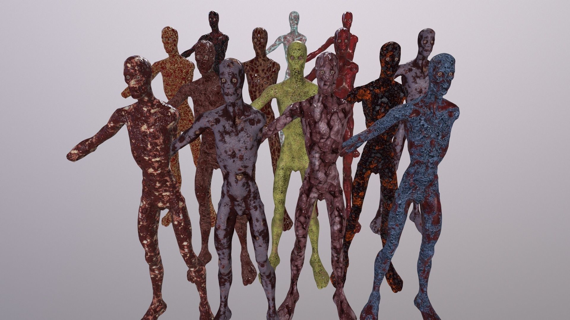 Thin Zombie With Axe Low-poly 3D model_115