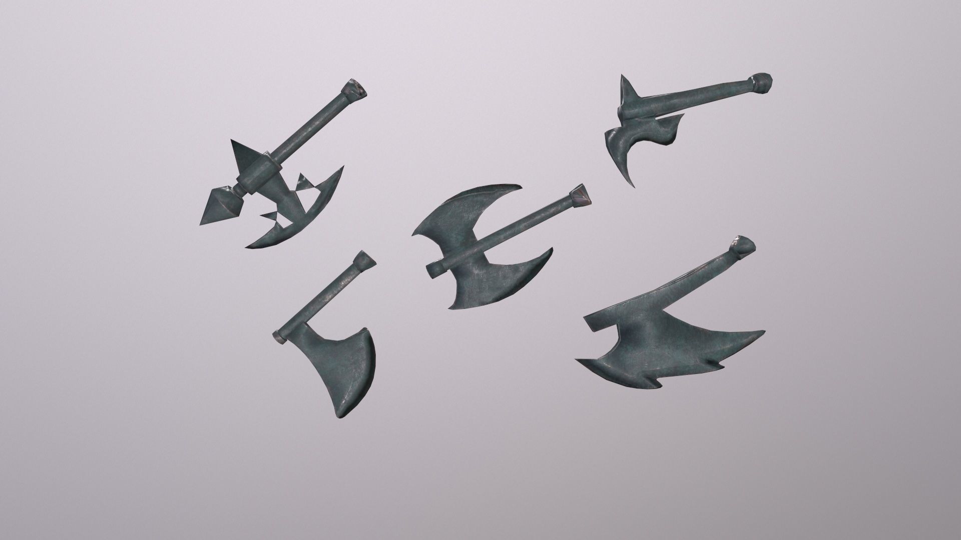 Thin Zombie With Axe Low-poly 3D model_99