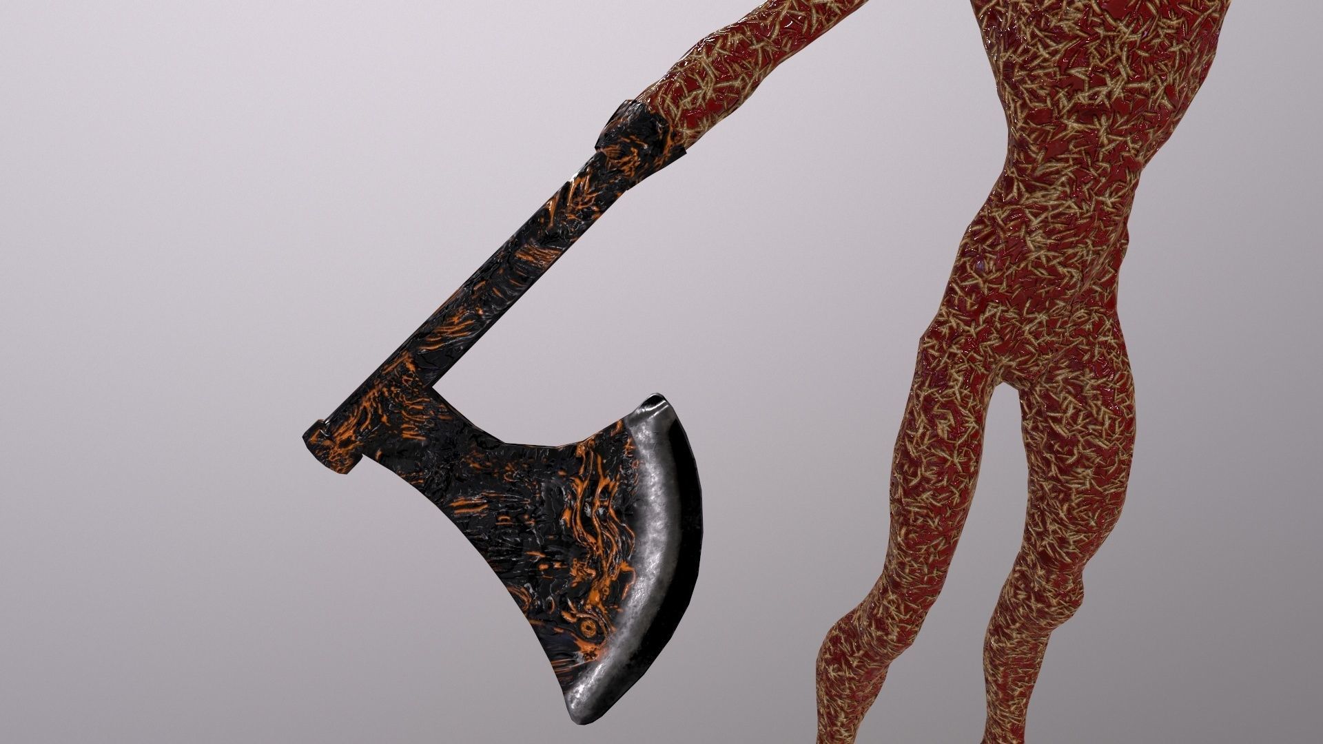 Thin Zombie With Axe Low-poly 3D model_59