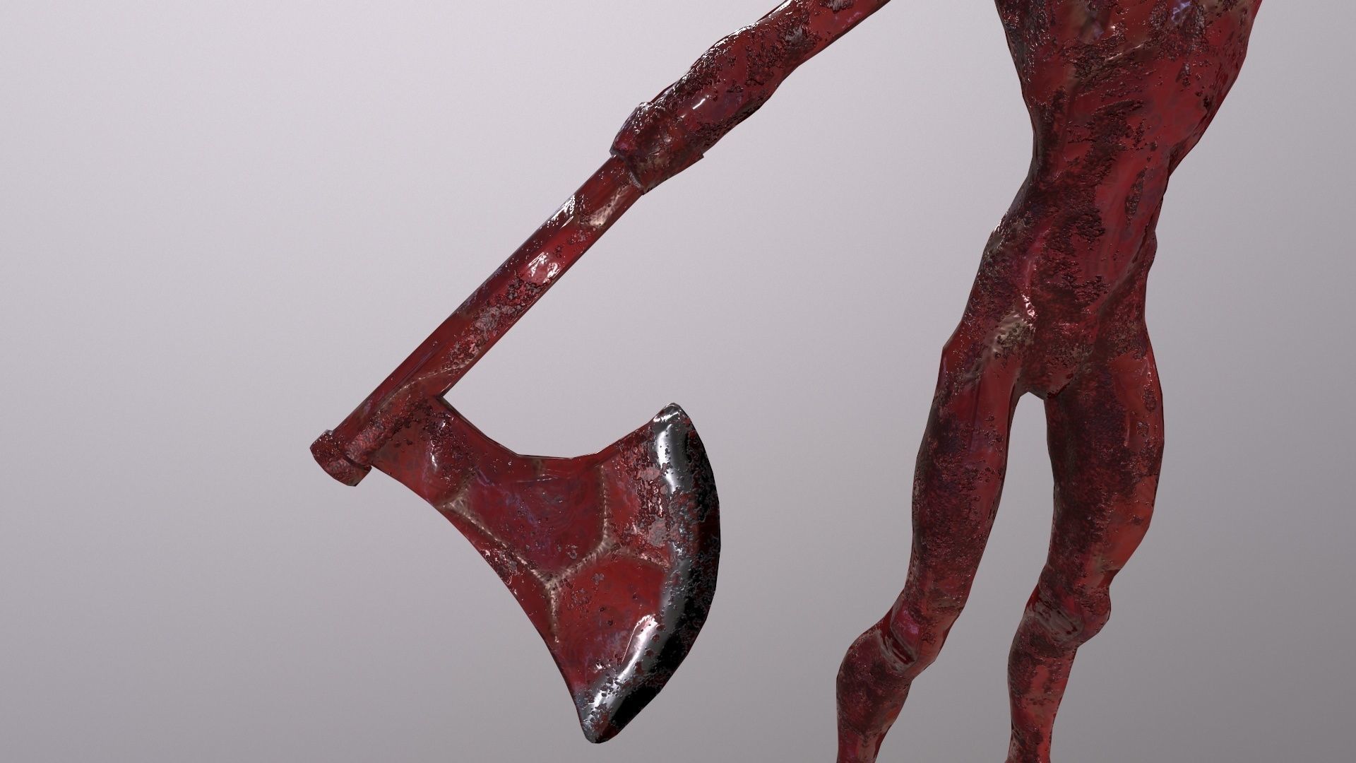 Thin Zombie With Axe Low-poly 3D model_61