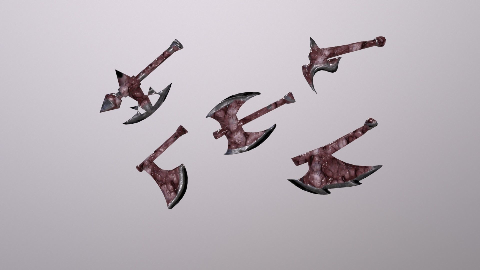 Thin Zombie With Axe Low-poly 3D model_100