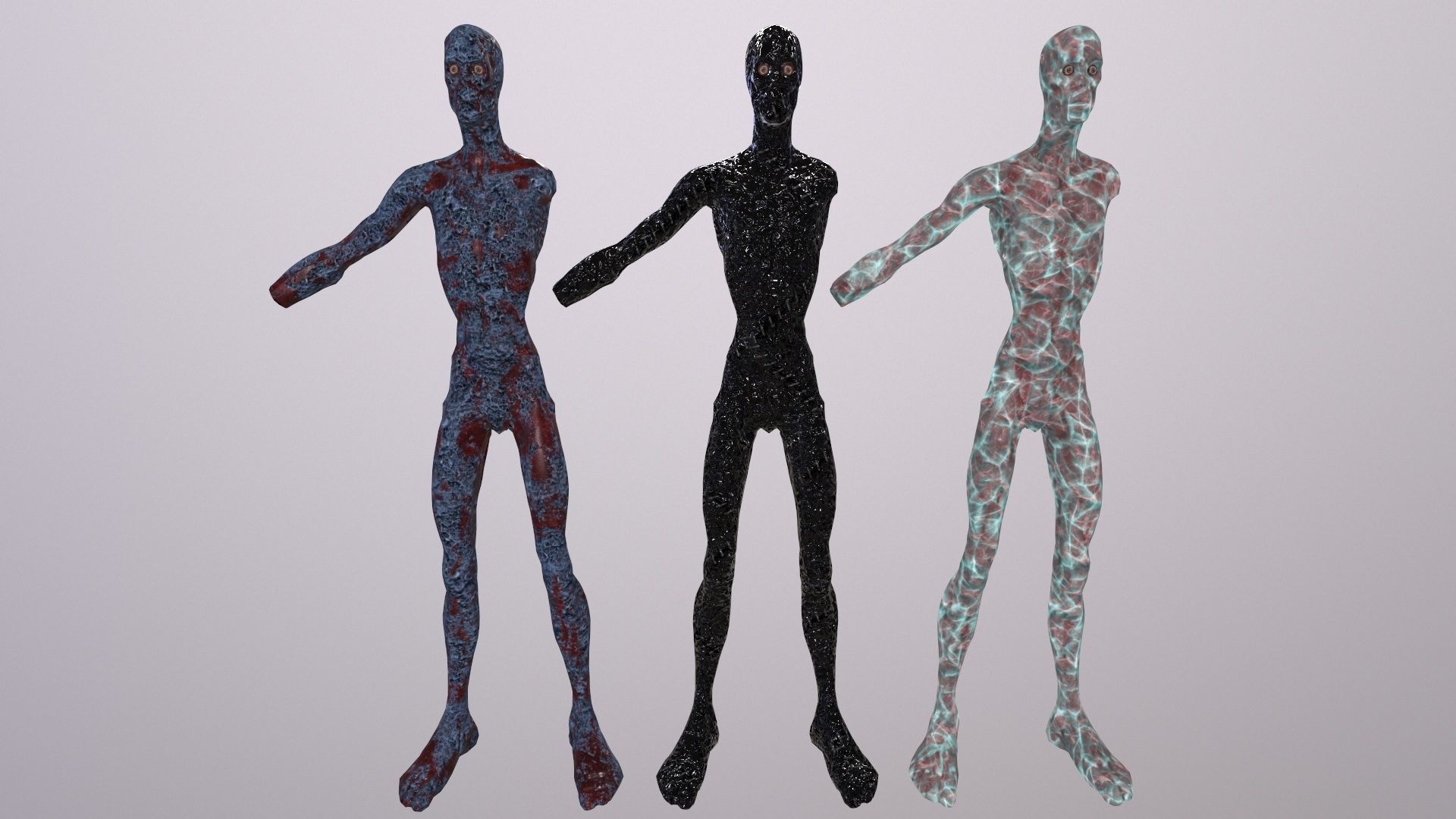 Thin Zombie With Axe Low-poly 3D model_107