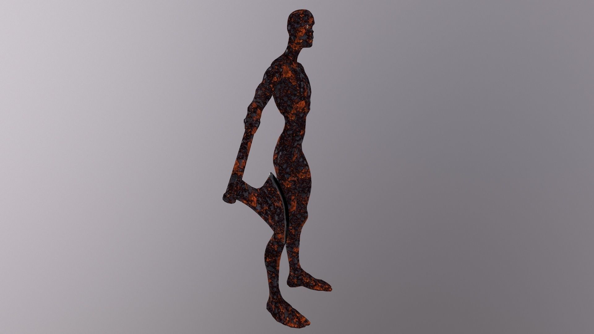 Thin Zombie With Axe Low-poly 3D model_10