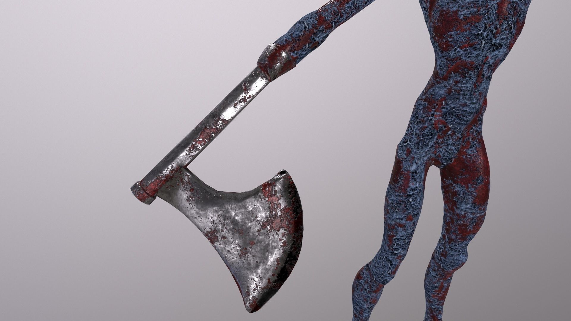 Thin Zombie With Axe Low-poly 3D model_53