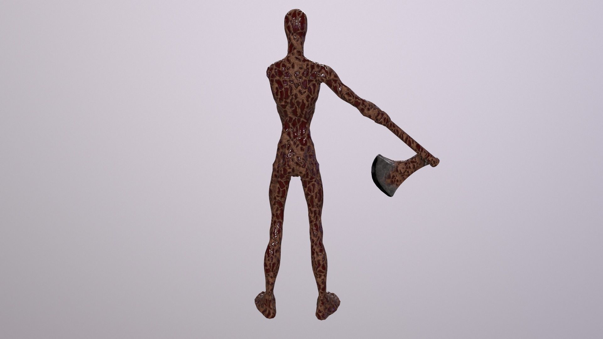 Thin Zombie With Axe Low-poly 3D model_32