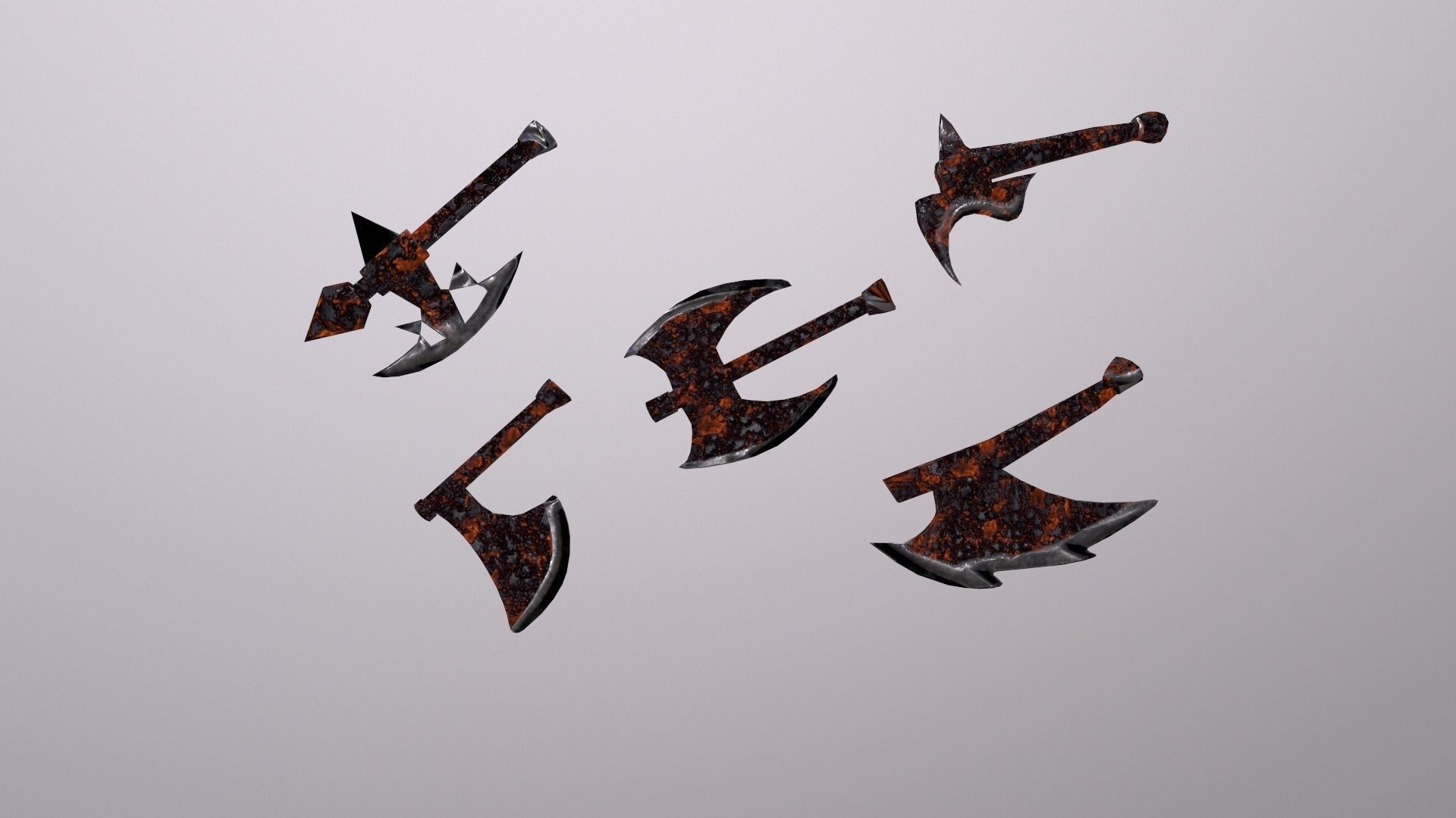 Thin Zombie With Axe Low-poly 3D model_94