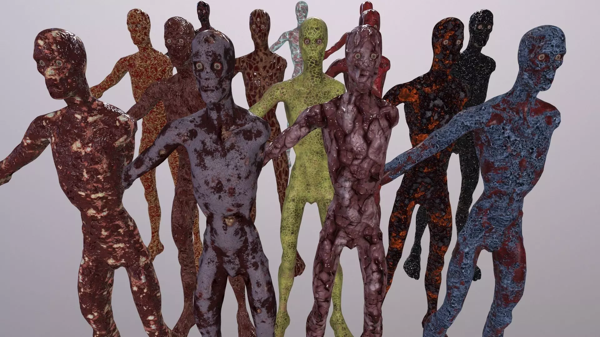 Thin Zombie With Axe Low-poly 3D model_0