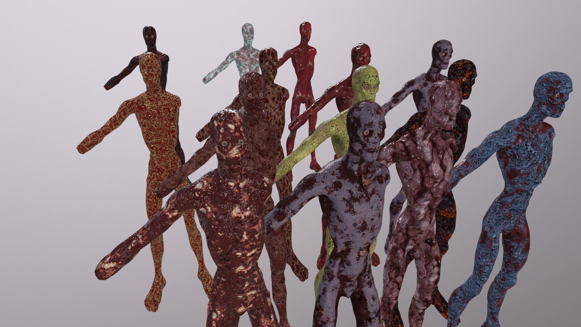 Thin Zombie With Axe Low-poly 3D model_116