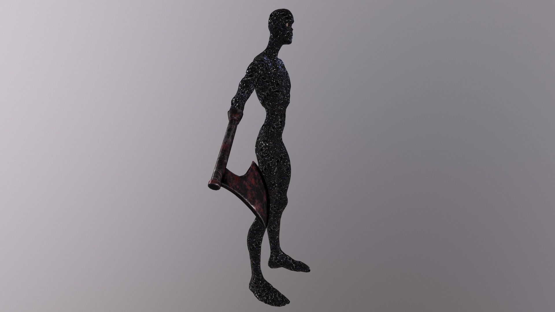 Thin Zombie With Axe Low-poly 3D model_12