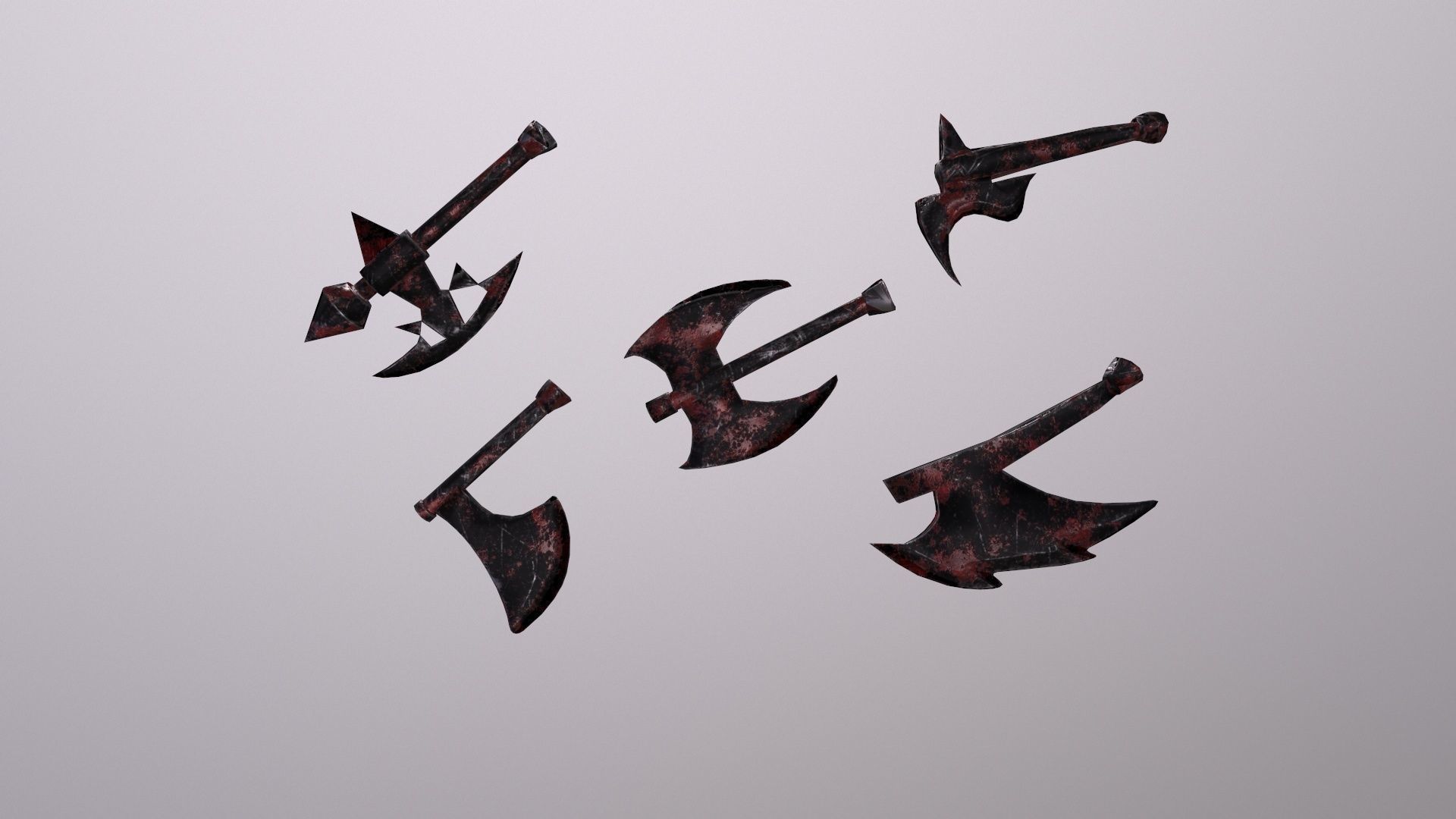 Thin Zombie With Axe Low-poly 3D model_92