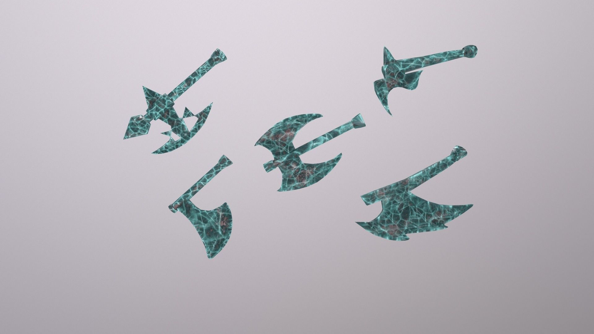 Thin Zombie With Axe Low-poly 3D model_97