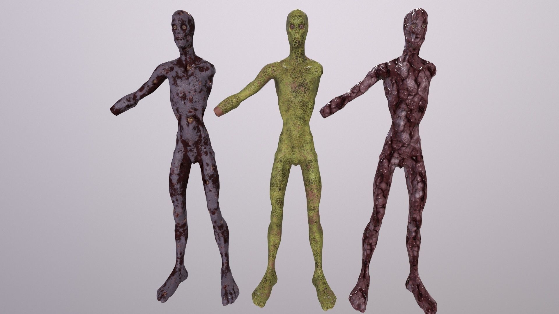 Thin Zombie With Axe Low-poly 3D model_108