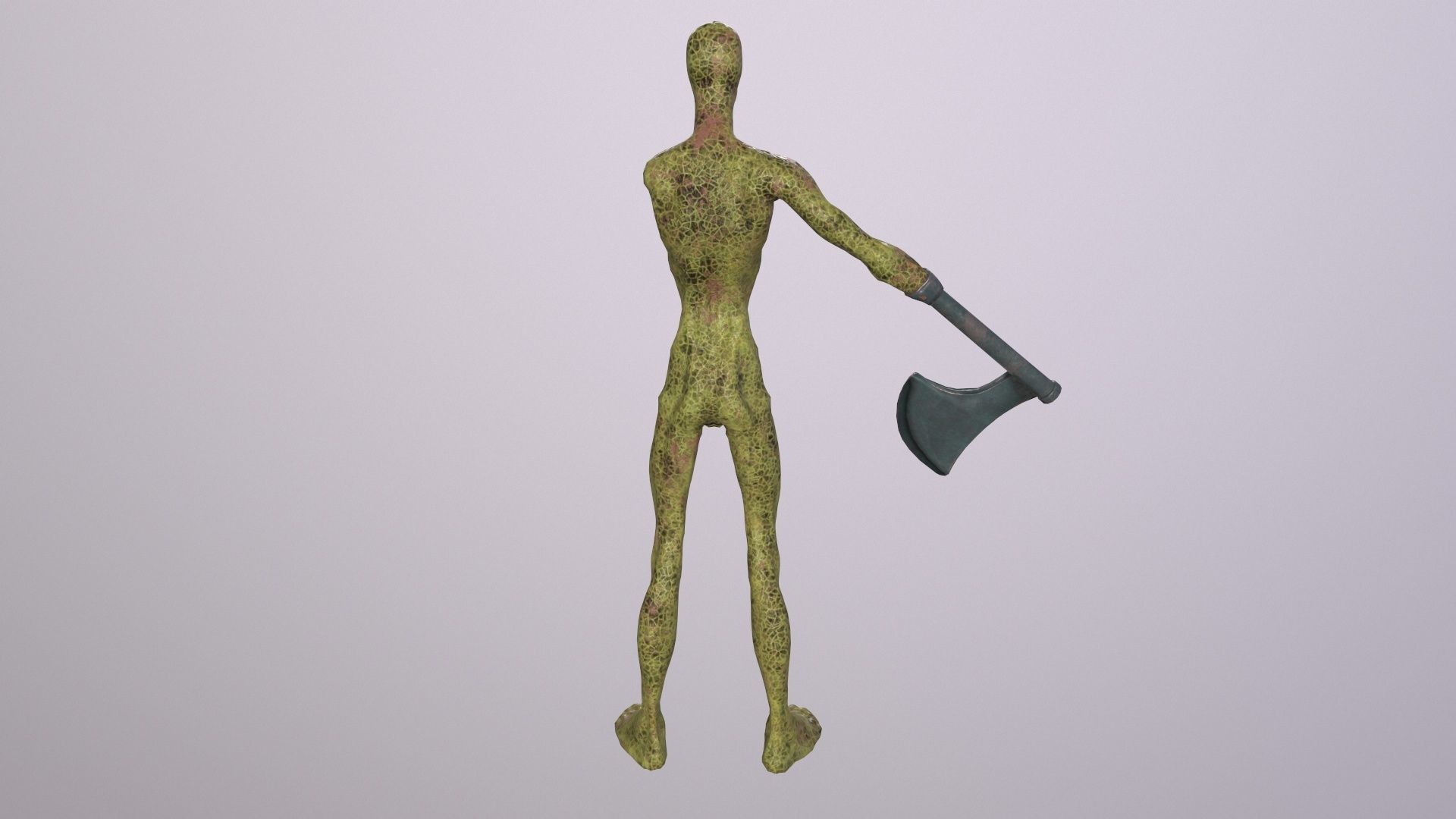 Thin Zombie With Axe Low-poly 3D model_29