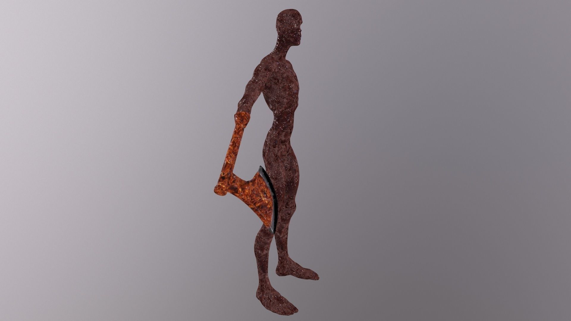 Thin Zombie With Axe Low-poly 3D model_21