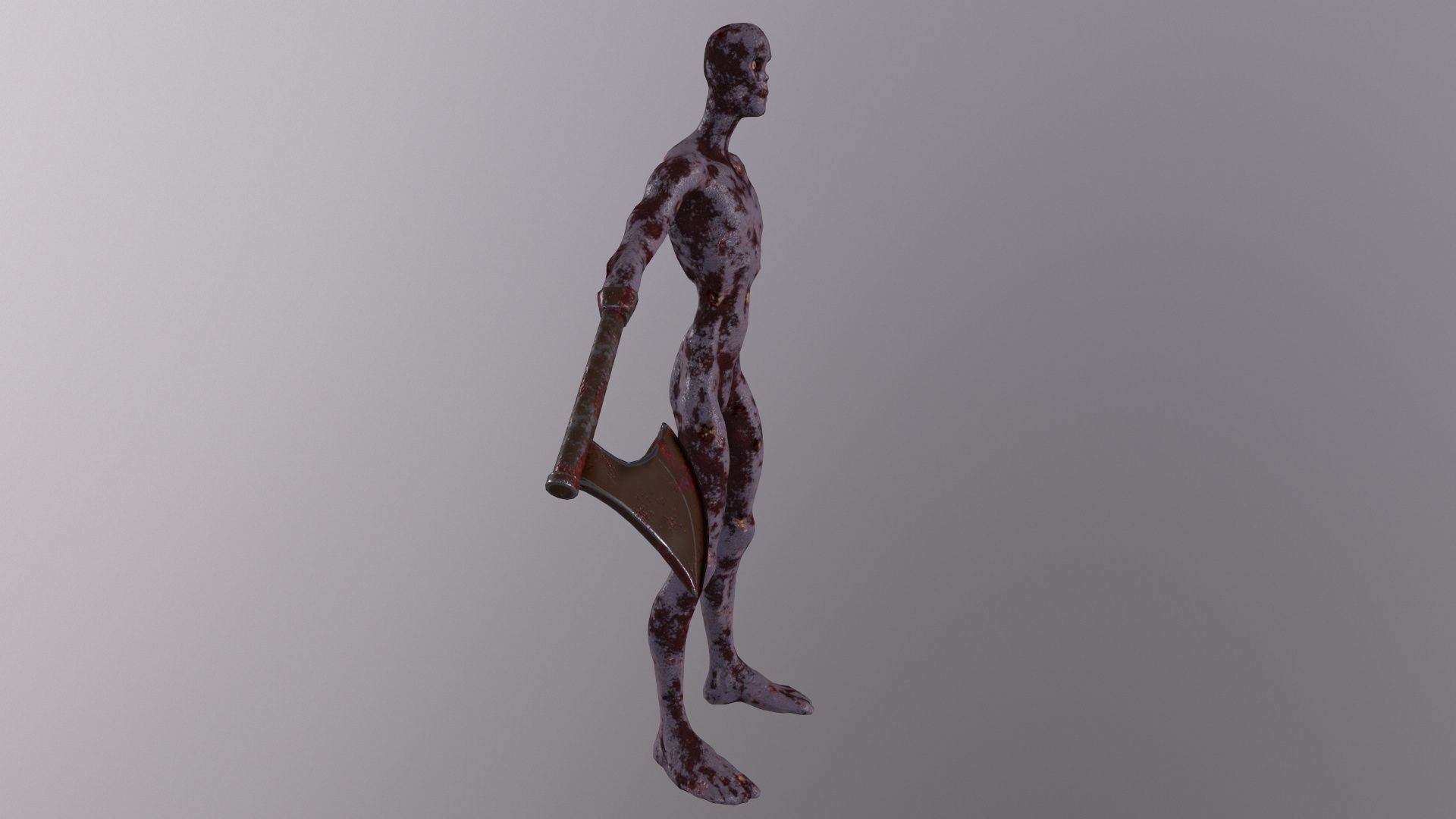 Thin Zombie With Axe Low-poly 3D model_14