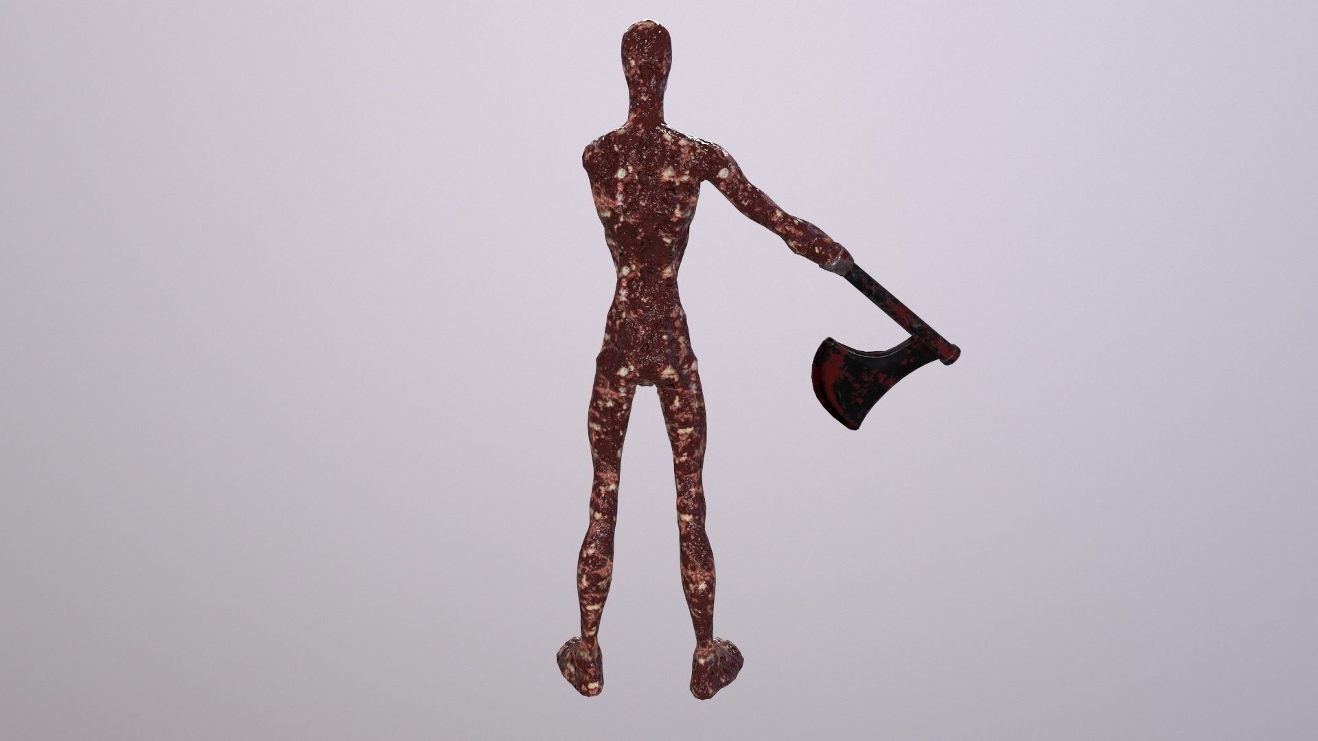 Thin Zombie With Axe Low-poly 3D model_23