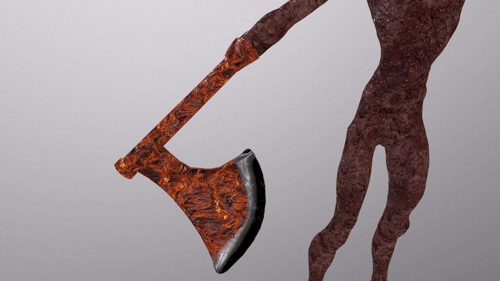 Thin Zombie With Axe Low-poly 3D model_63