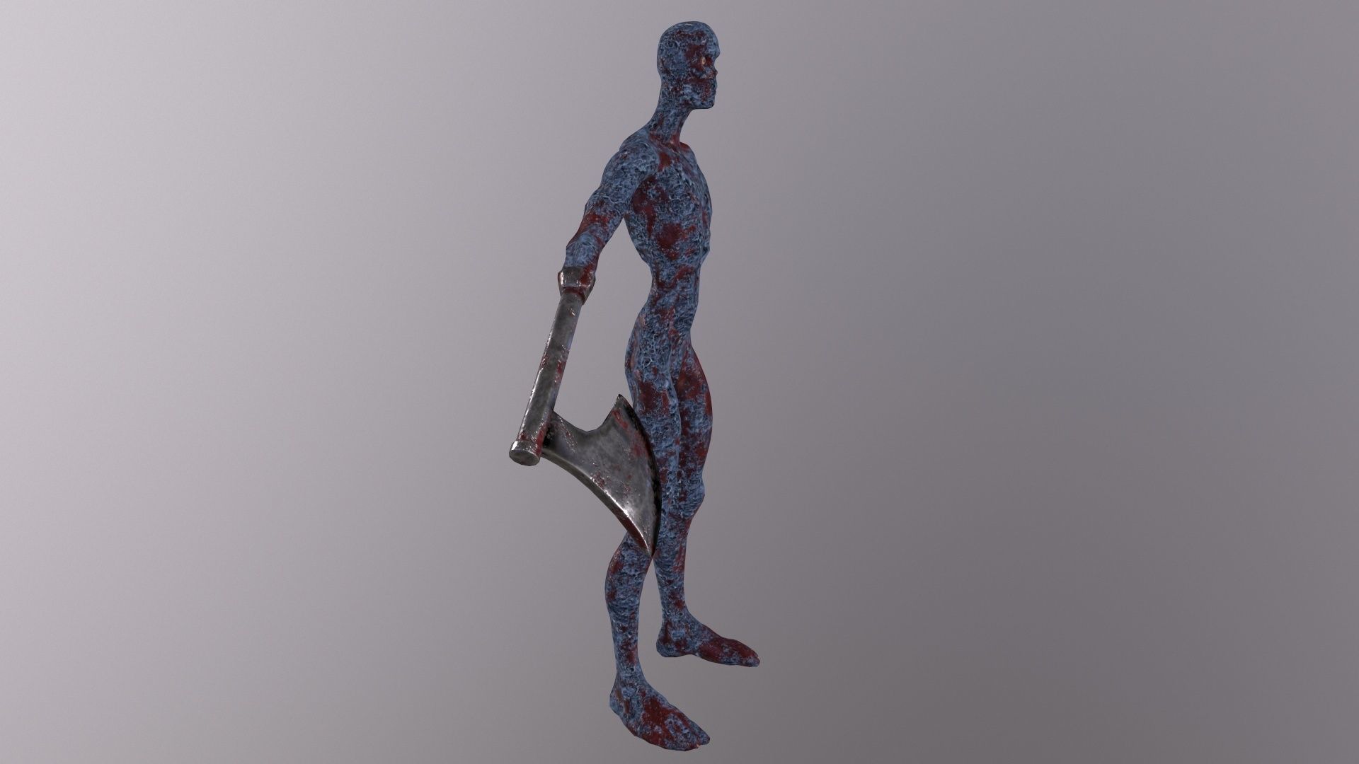 Thin Zombie With Axe Low-poly 3D model_11