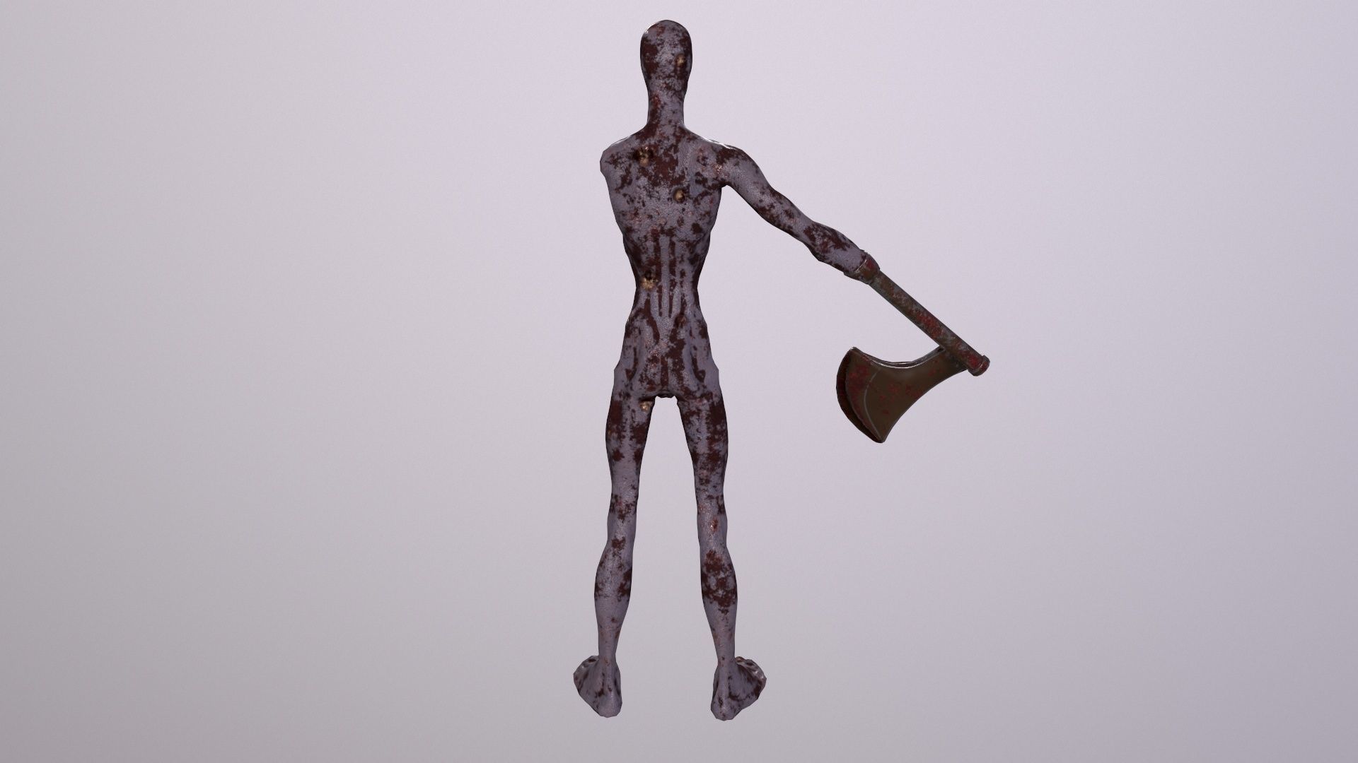 Thin Zombie With Axe Low-poly 3D model_28