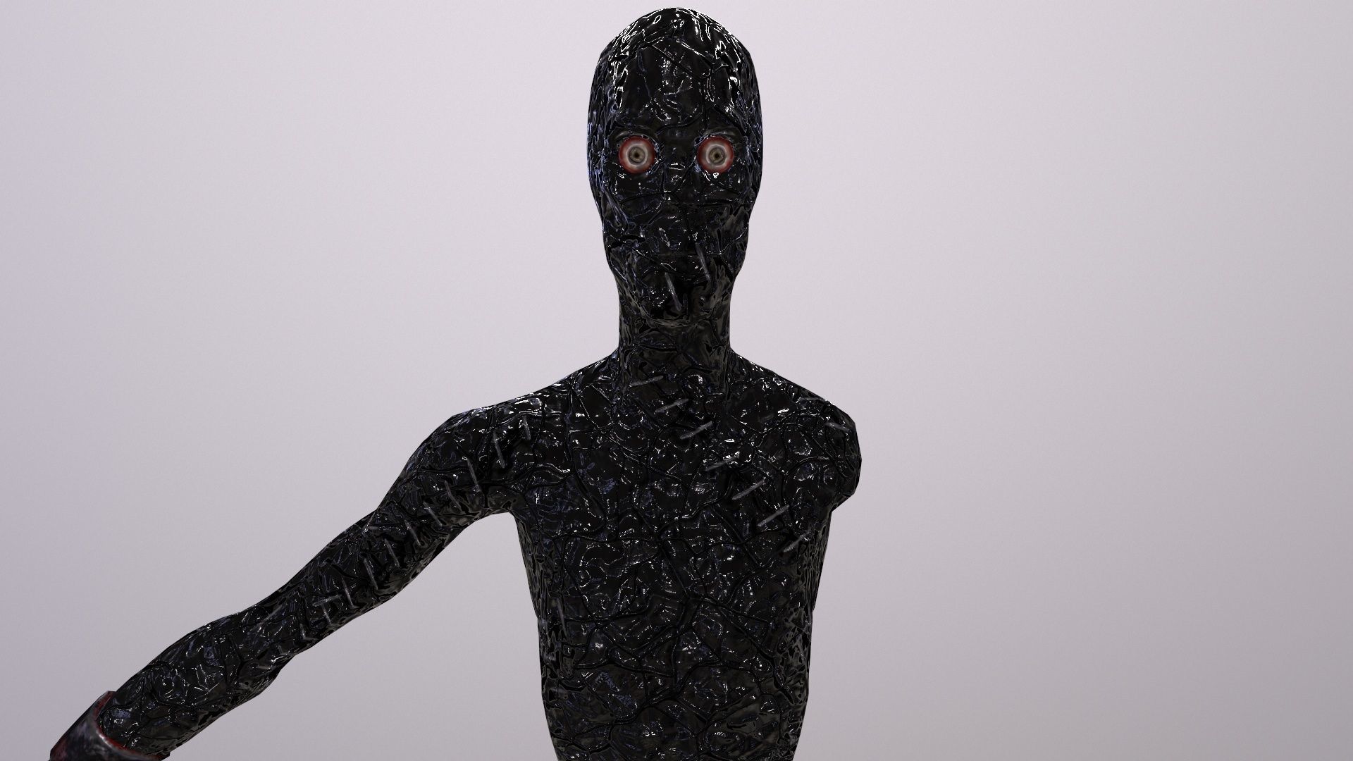 Thin Zombie With Axe Low-poly 3D model_68