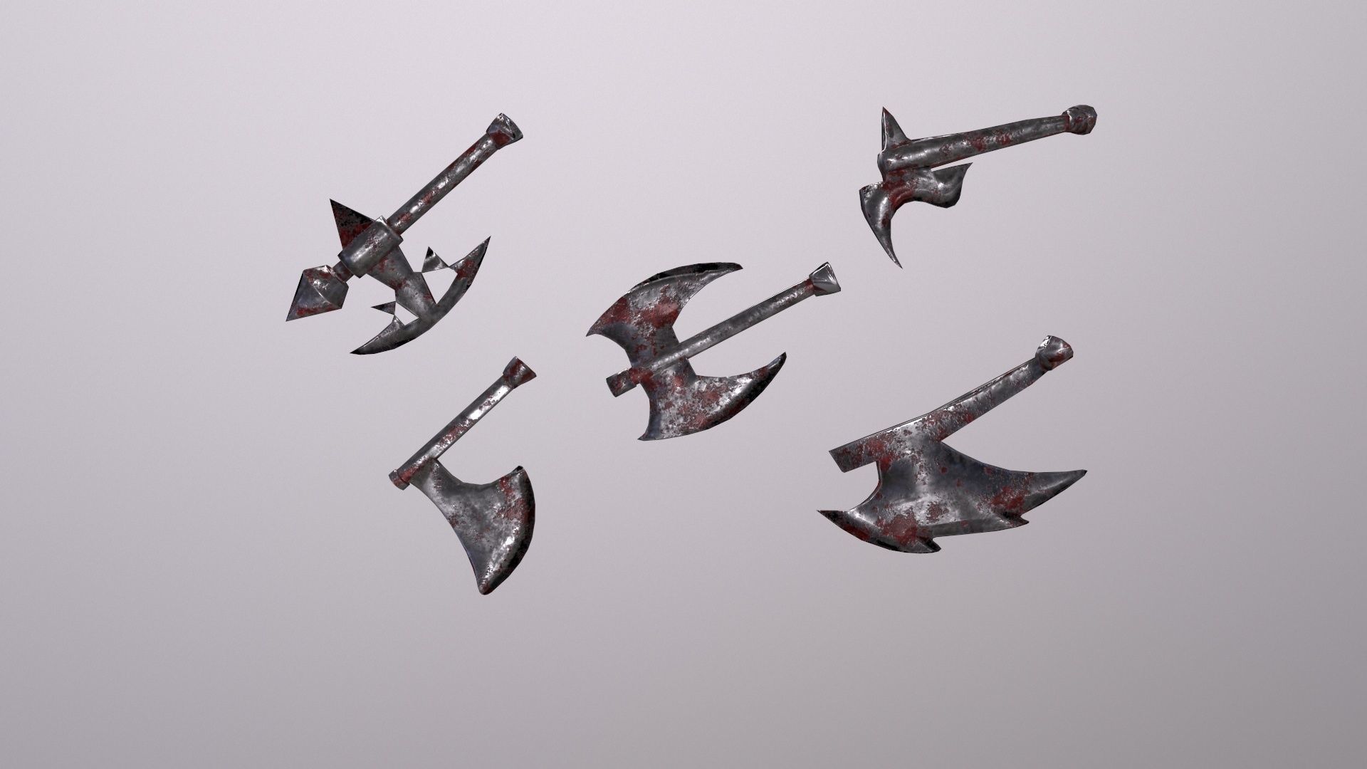 Thin Zombie With Axe Low-poly 3D model_95