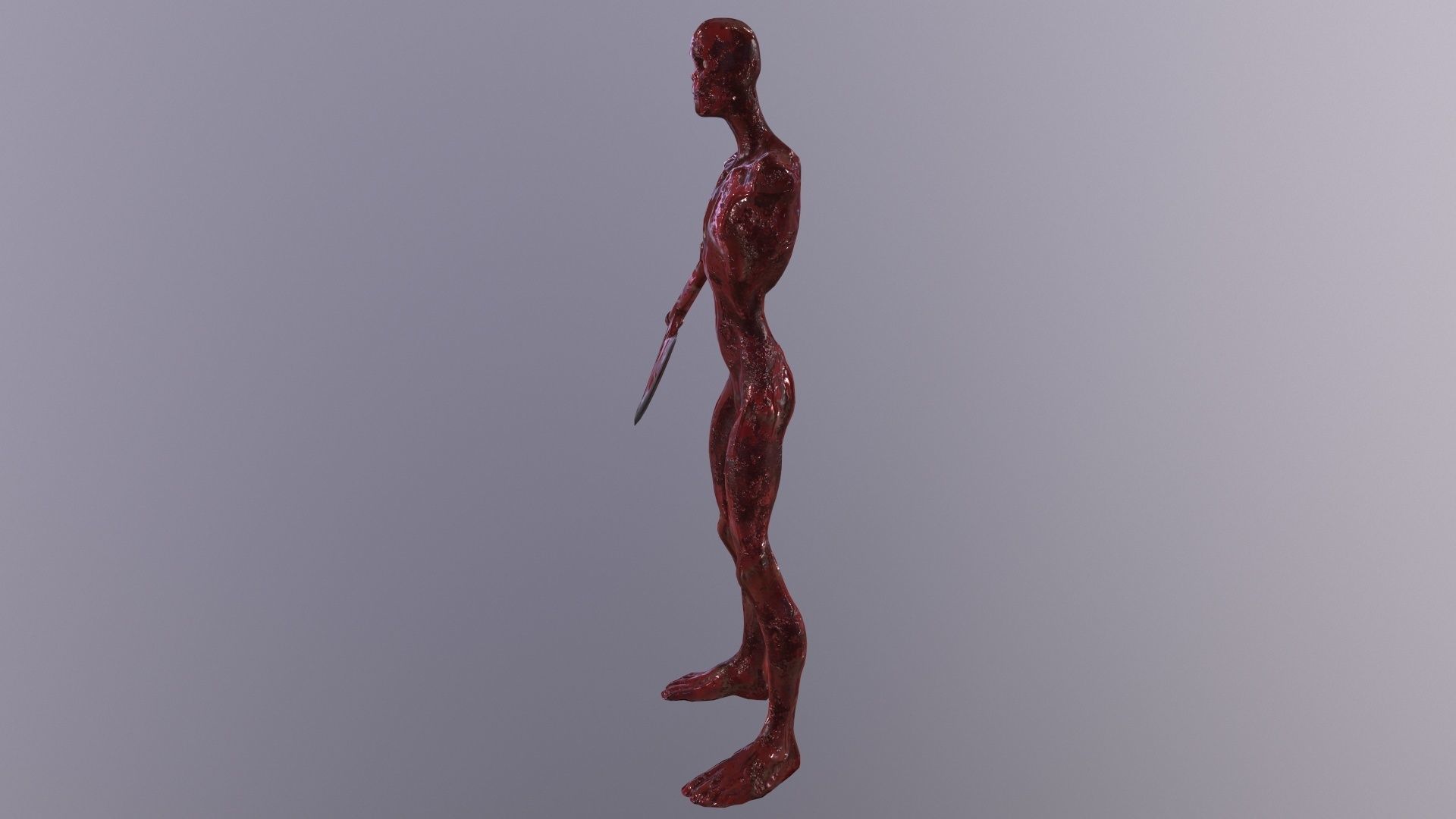 Thin Zombie With Axe Low-poly 3D model_47