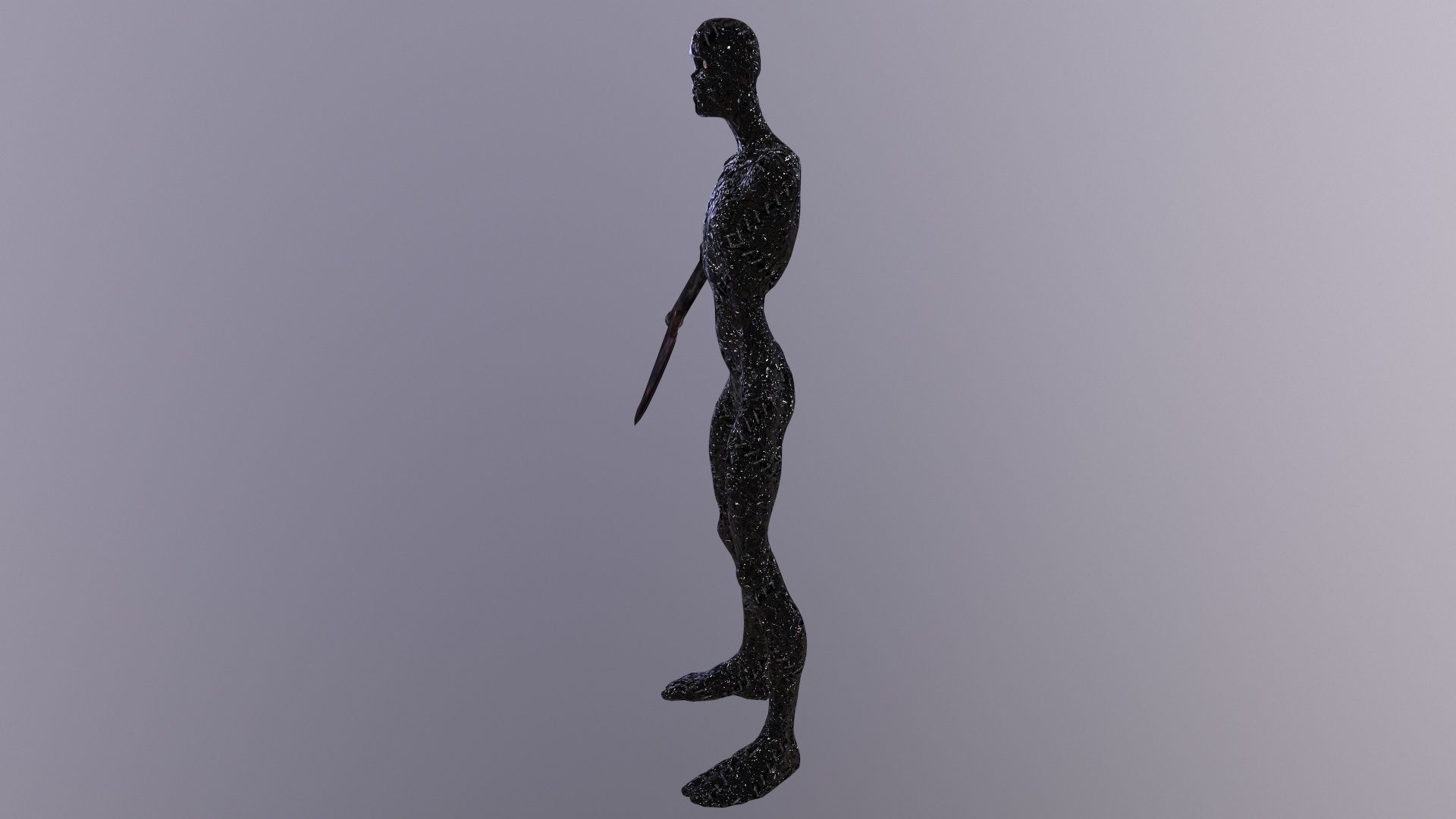 Thin Zombie With Axe Low-poly 3D model_40