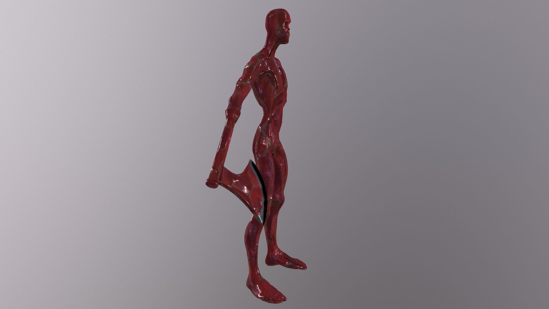 Thin Zombie With Axe Low-poly 3D model_20