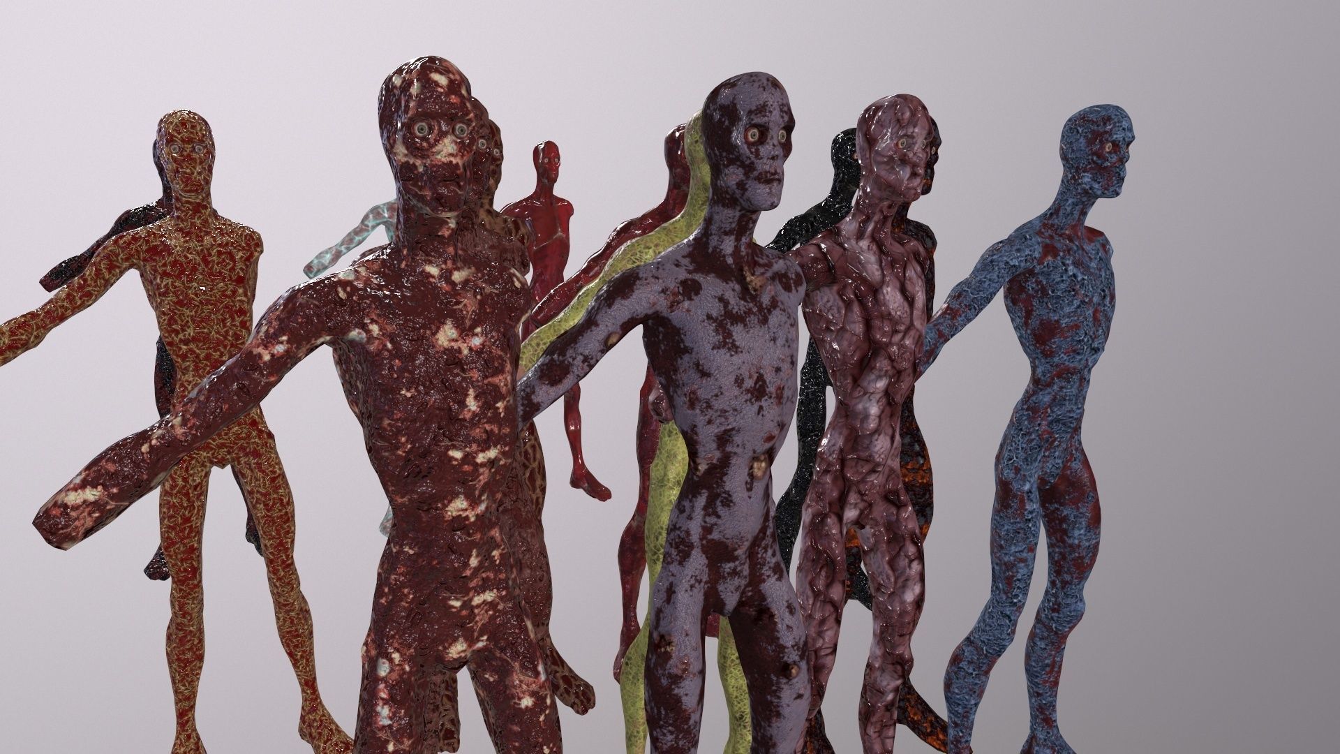 Thin Zombie With Axe Low-poly 3D model_120