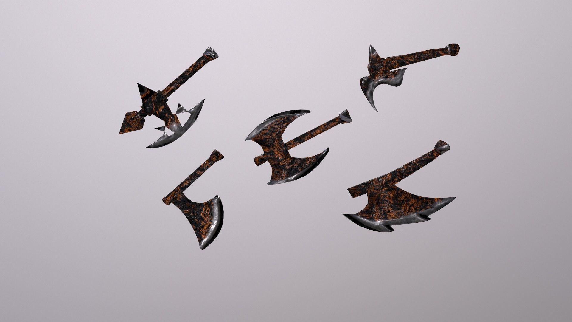 Thin Zombie With Axe Low-poly 3D model_101