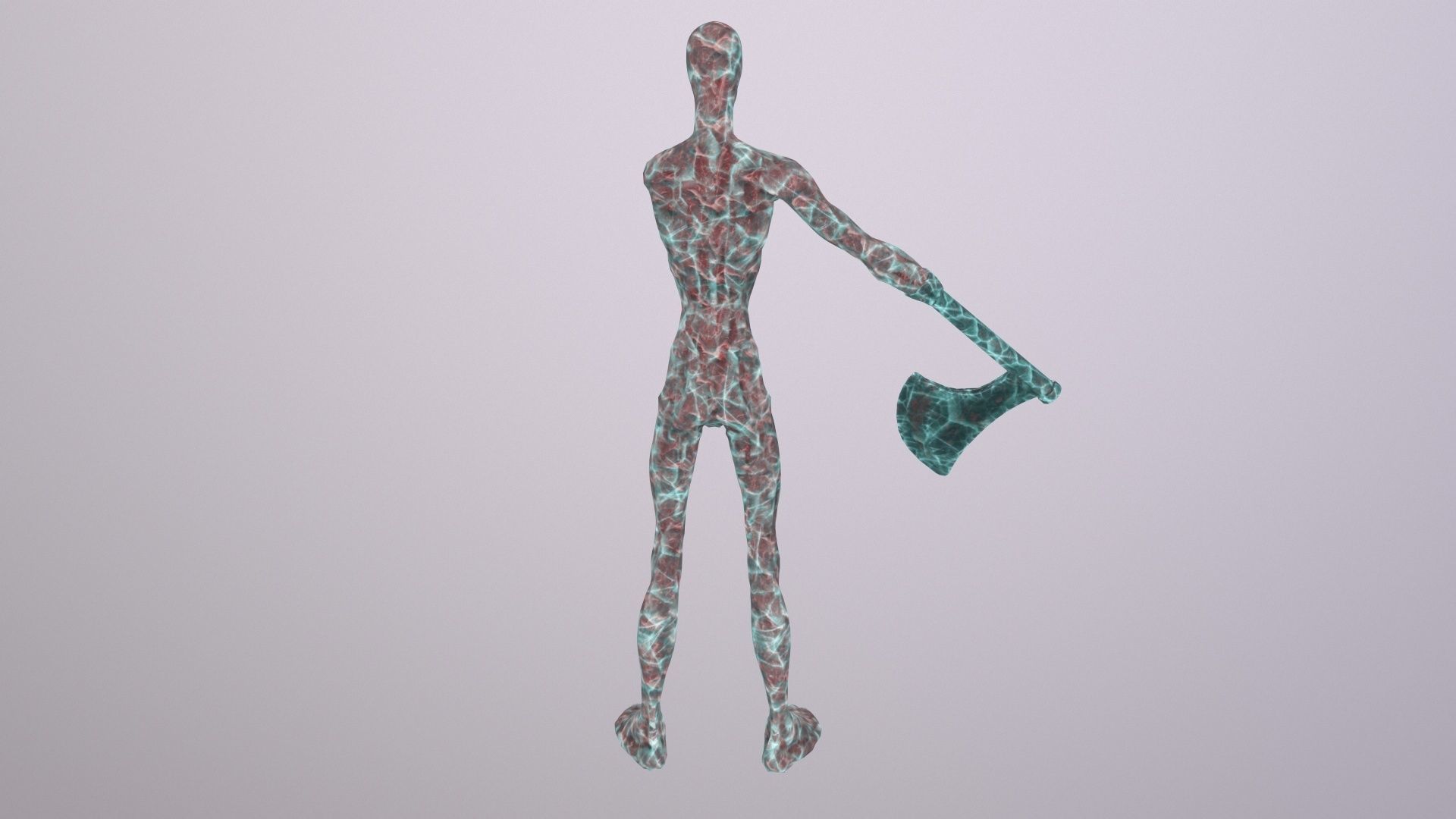 Thin Zombie With Axe Low-poly 3D model_27